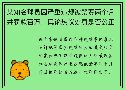 某知名球员因严重违规被禁赛两个月并罚款百万，舆论热议处罚是否公正